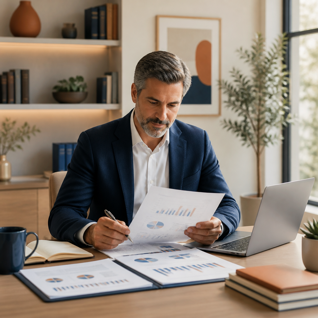 Financial guide reviewing plans with a client